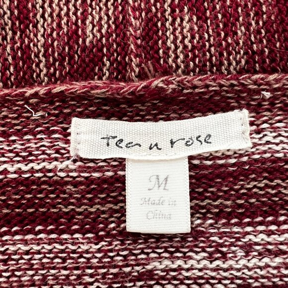 🍇Tea n Rose Tan Red rose-tan knitted Boho Fringe Cardigan 100% Cotton Com… - Picture 3 of 10